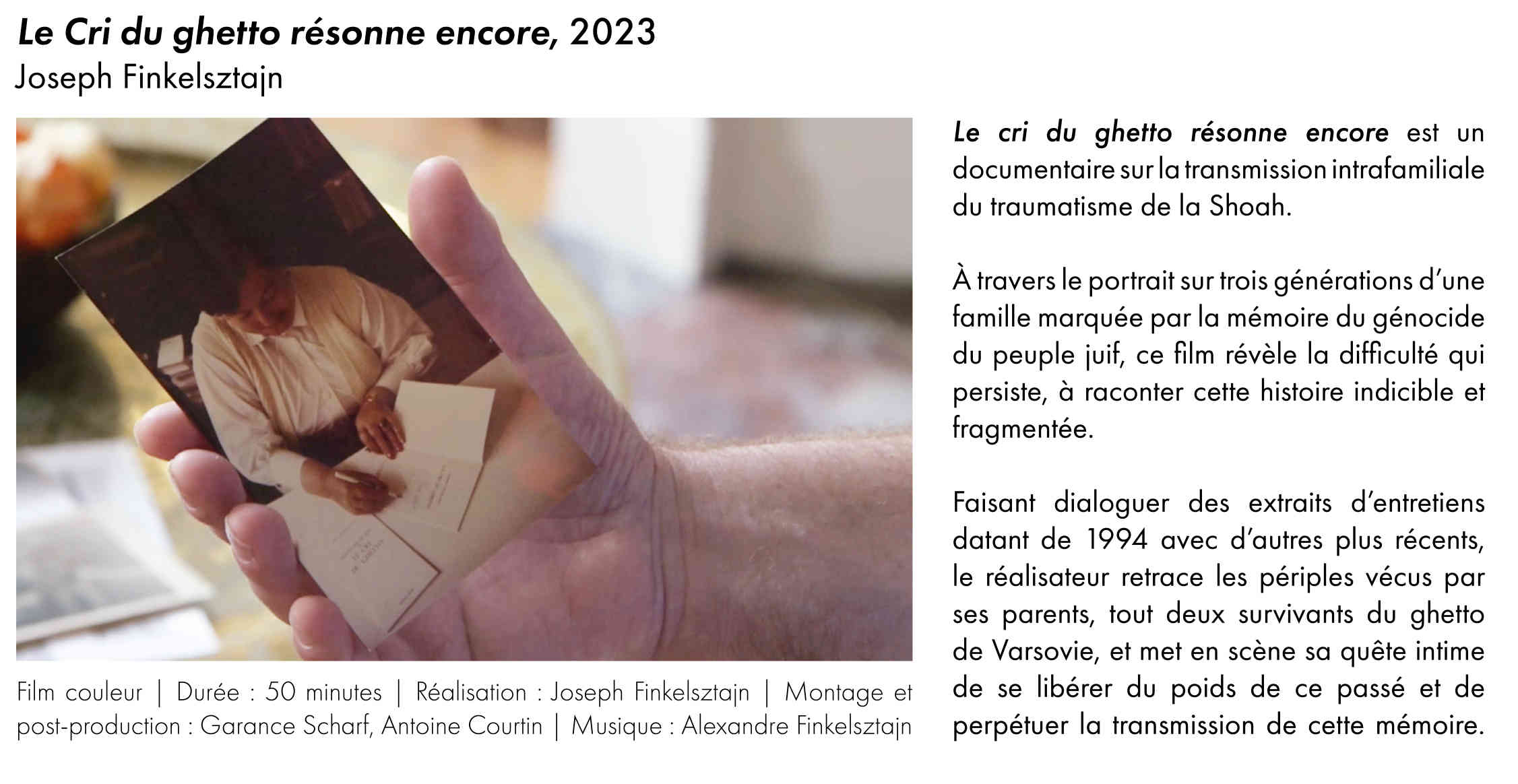 Le Cri du ghetto resonne encore 2023